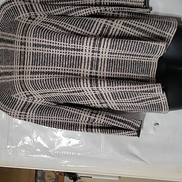 EILEEN FISHER 3/4 SleeveWindowpane Boatneck Sweater Designer S/P Grey Tencel Bld - Picture 3 of 6